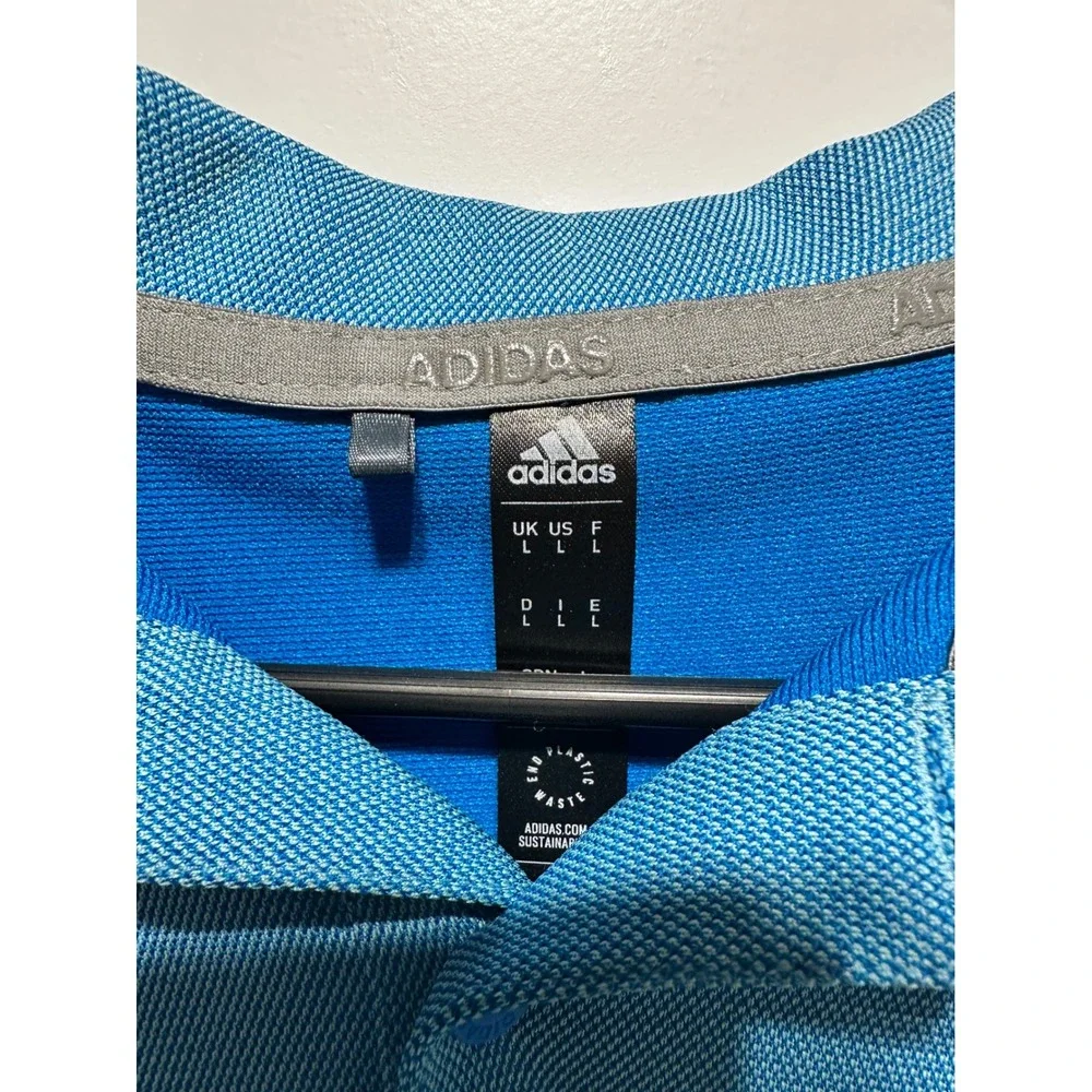 Adidas Golf Polo Shirt Mens Large L Blue ClimaLite Athletic Training - Picture 2 of 4